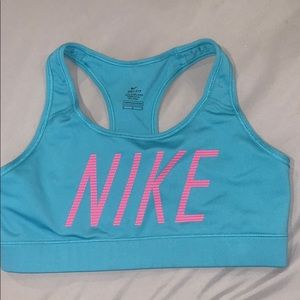 NIKE Pink & Blue Logo Sports Bra